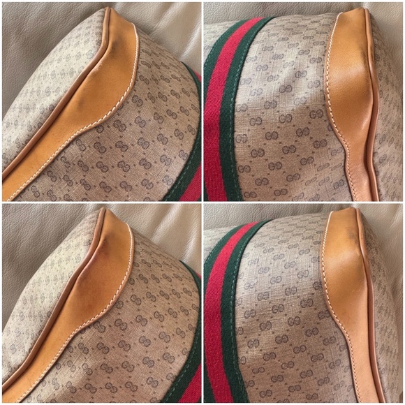 Certified Authentic Vintage Gucci Boston Web Micro GG Canvas Tan Leather Bag - Picture 6 of 14